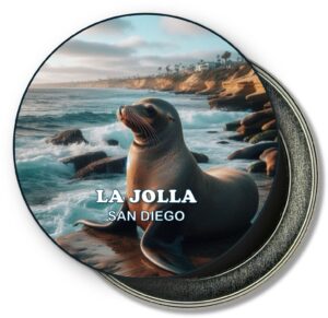 La Jolla San Diego Fridge Magnet - Cliffs and Sea Lions