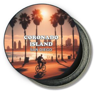 San Diego Coronado Island Fridge Magnet - Biking in Sunset