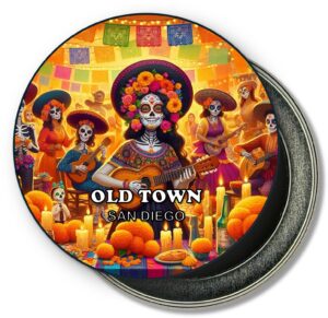 San Diego Old Town Fridge Magnet - Sugar Skull Party