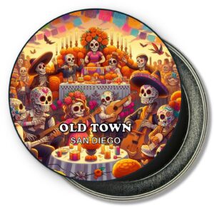 San Diego Old Town Fridge Magnet - Sugar Skull Party