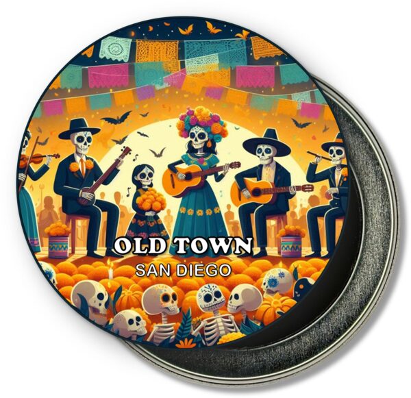 San Diego Old Town Fridge Magnet - Sugar Skull Party