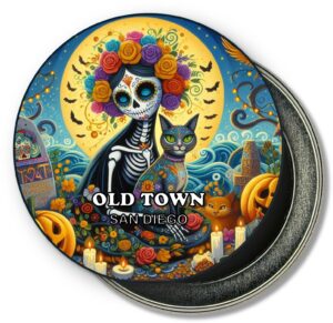 San Diego Old Town Fridge Magnet - Catrina Lady and Cat