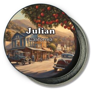 Julian California Fridge Magnet - Painting of Old Twon and Apple Tree