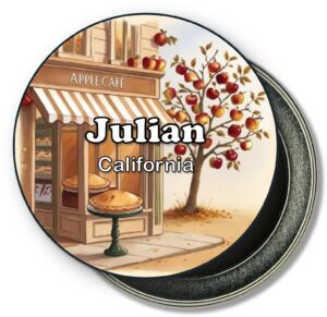 Julian California Fridge Magnet - Painting of Apple Tree and Caf?