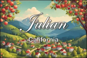 Julian California Postcards - Water Ink Apple Tree and Mountains