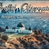 Los Angles California Postcards - Water Ink Painting of the Observatory with LA in the Background