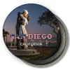 San Diego California Round Fridge Magnet - Kiss Sculptue and Downtown Skyline