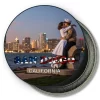 San Diego California Round Fridge Magnet - Kiss Sculptue and Downtown Skyline