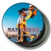 San Diego California Round Fridge Magnet - Kiss Sculptue and Downtown Skyline at Subset
