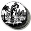San Diego California Round Fridge Magnet - Kiss sculptue and Downtown Skyline