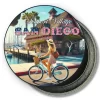 San Diego California Round Fridge Magnet - Sunlit Stroll by the Marina